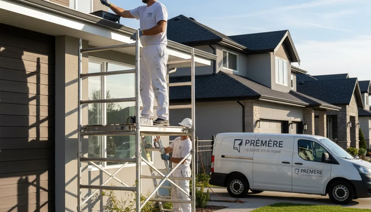 Professional gutter painting on a Jacksonville FL home by expert house painters