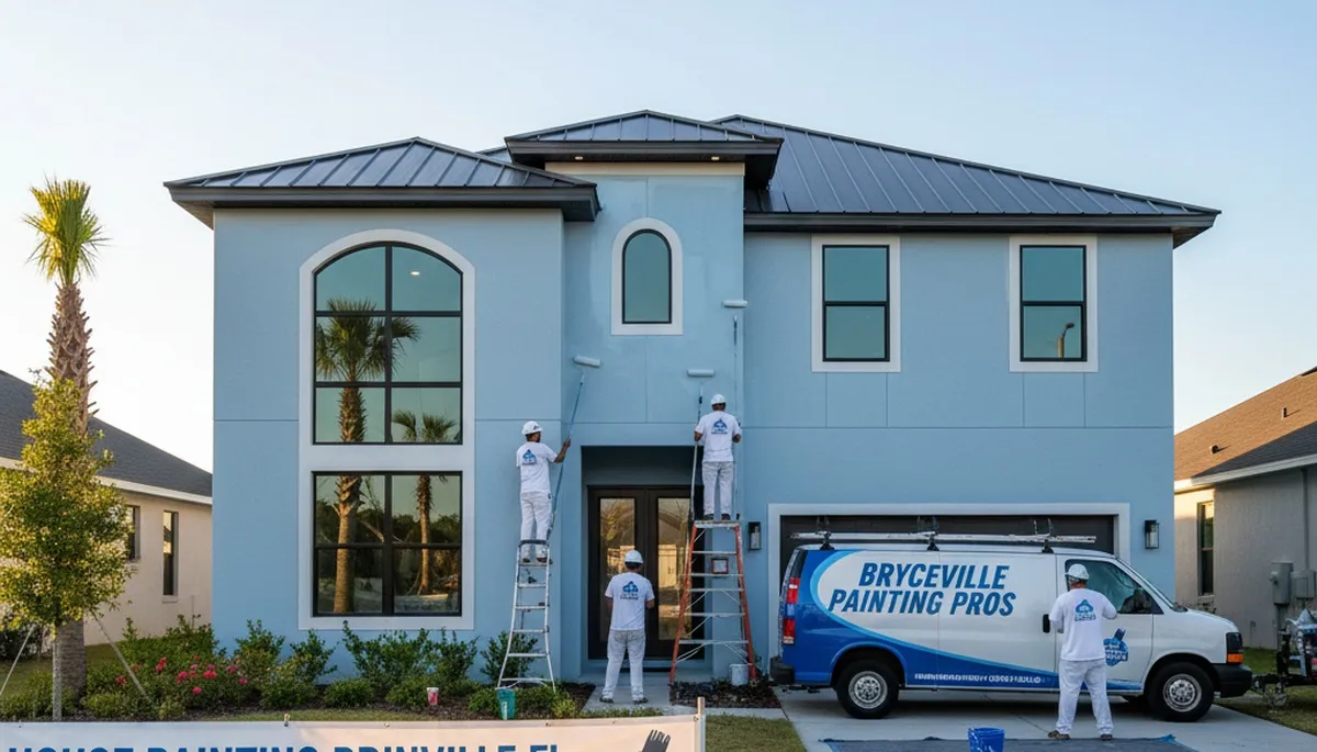 Professional house painters working on residential exterior in Jacksonville FL