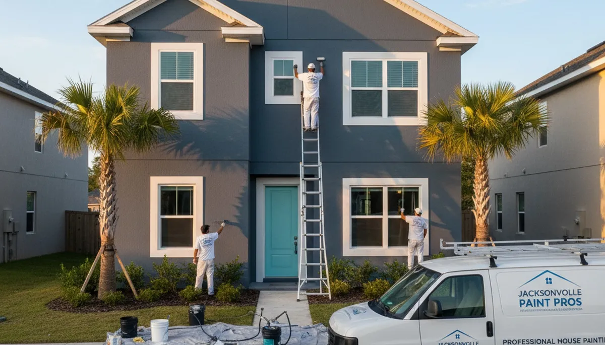 Professional house painters in Jacksonville FL enhancing home exterior with fresh paint finish