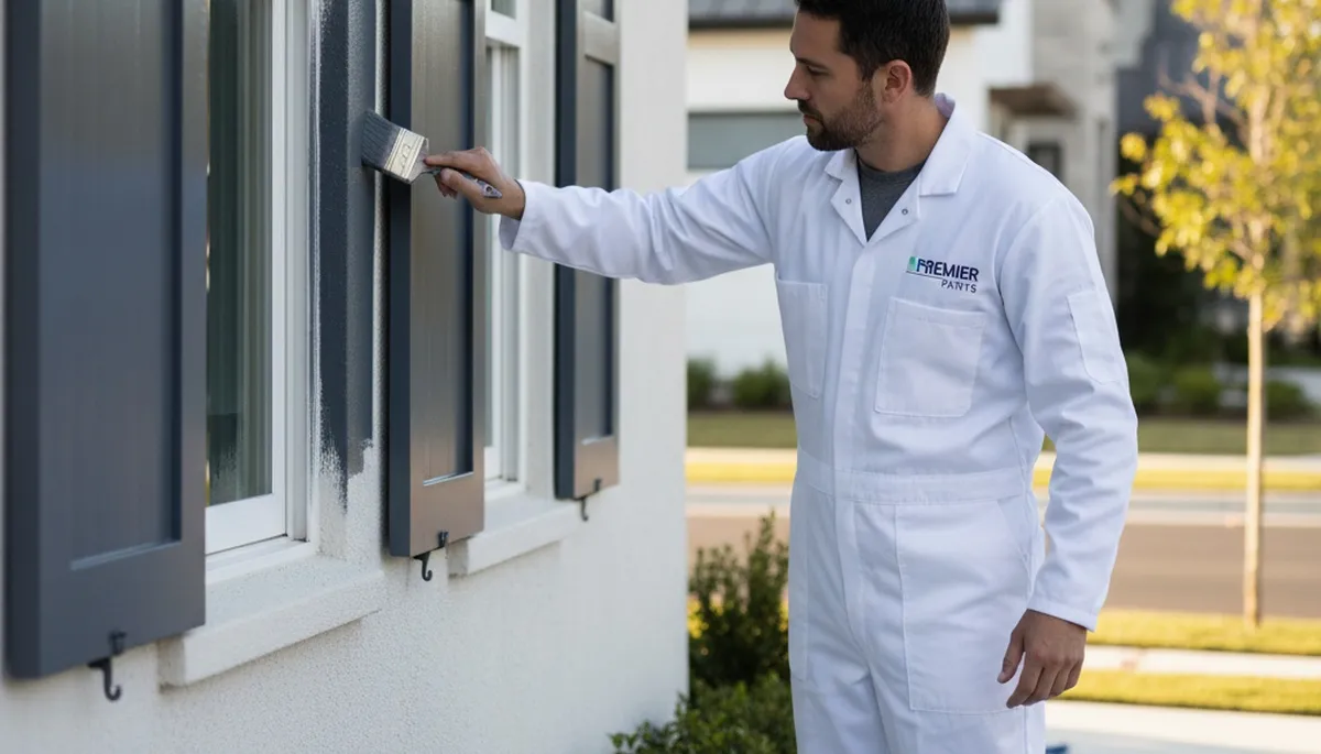 Professional shutter painting on coastal home in Jacksonville, FL by expert house painters