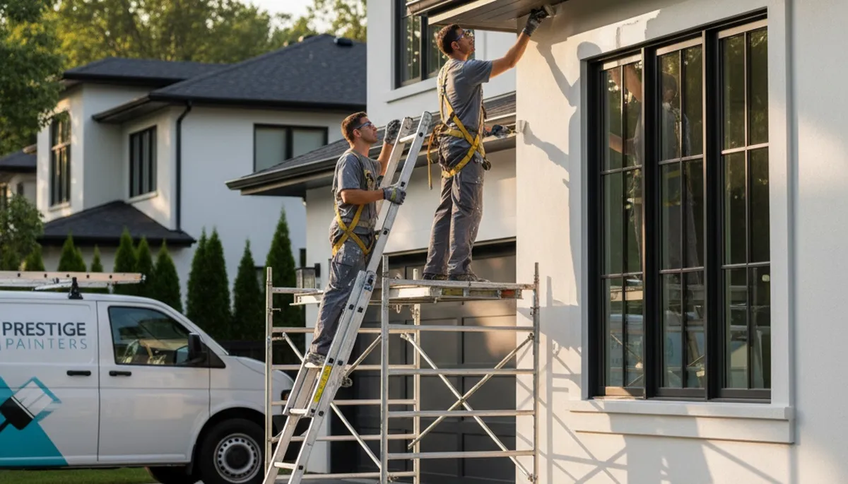 Professional trim and fascia painting on coastal home in Jacksonville, FL by expert house painters